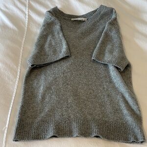 Abercrombie & Fitch Gray Ribbed Short-Sleeve Crew Sweater